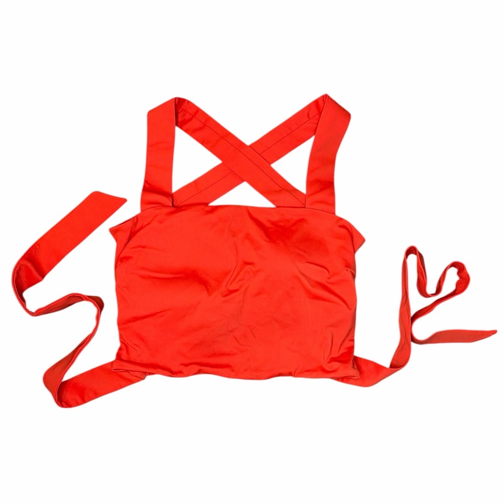 NWOT Halara SoftlyZero Airy Tie Back Crop Tank Criss Cross Athleisure Coral M